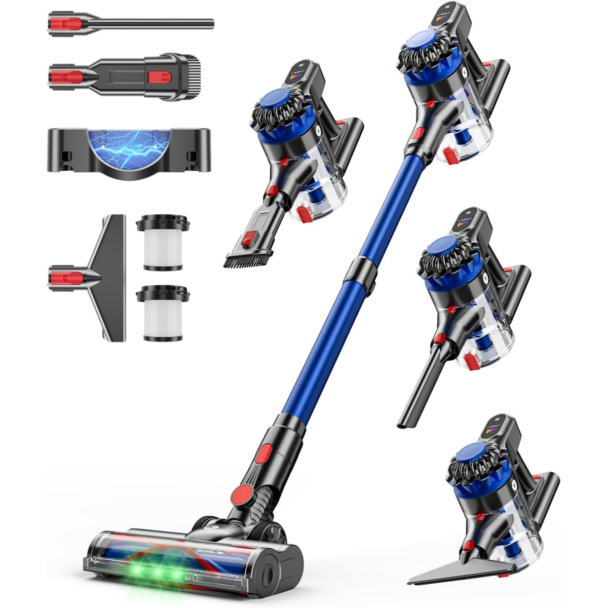 KARDV Cordless Vacuum Cleaners, 50Kpa Stick Vacuum with 50 Mins Runtime, Anti-Tangle Brush & LED Display, 1.5L Lightweight Vacuum for Pet Hair Hard Floor Carpet